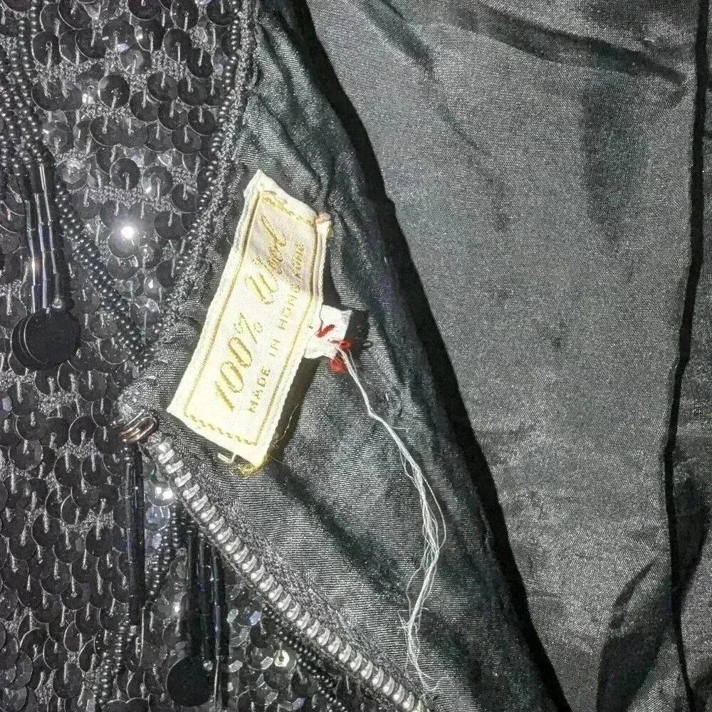 Vintage Beaded Sequin Black Top - Picture 5 of 5